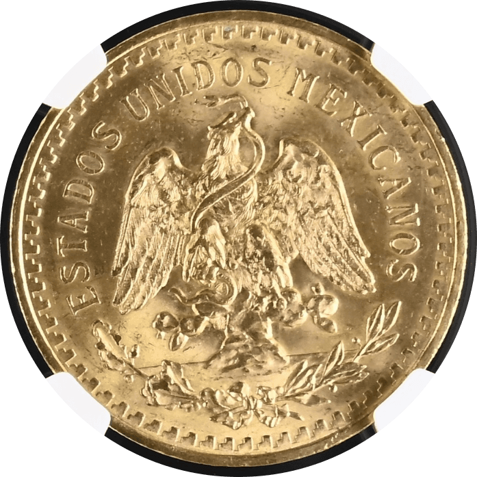 【MS63】1943年 メキシコ 勝利の女神 50ペソ金貨(裏)