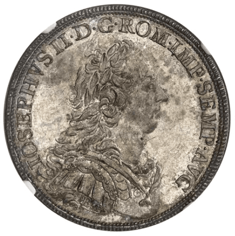 【MS61】1780年 神聖ローマ帝国 ドイツ レーゲンスブルク ヨーゼフ2世  都市景観 ターラー銀貨(表)