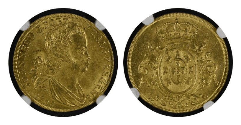 【MS64】1808年 ポルトガル ジョアン6世  1ぺカ（6400レイス） 金貨