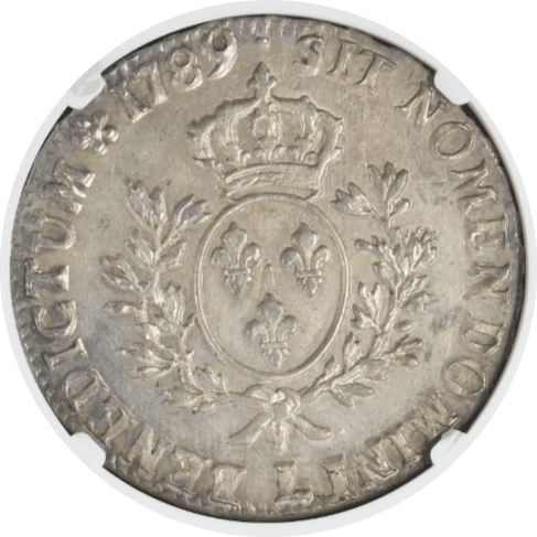 【MS63】1789年 フランス  ルイ16世 エキュ銀貨(裏)