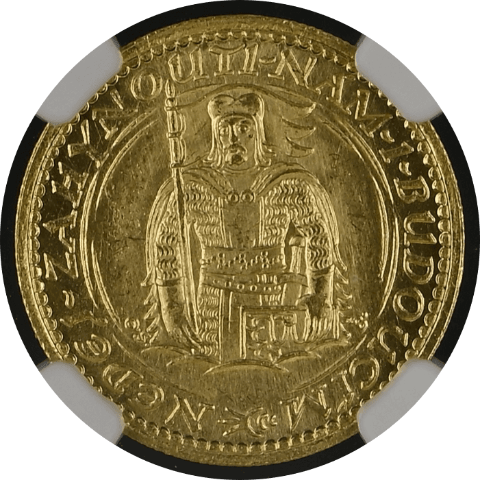 【MS64】1933年 チェコスロバキア  1ダカット金貨(表)