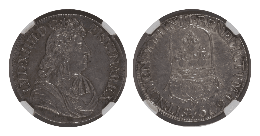 【XF45】1679年 フランス ルイ14世 エキュ銀貨