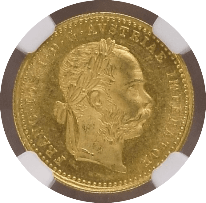 【MS63】1873年 オーストリア フランツ・ヨーゼフ1世  ダカット金貨(表)