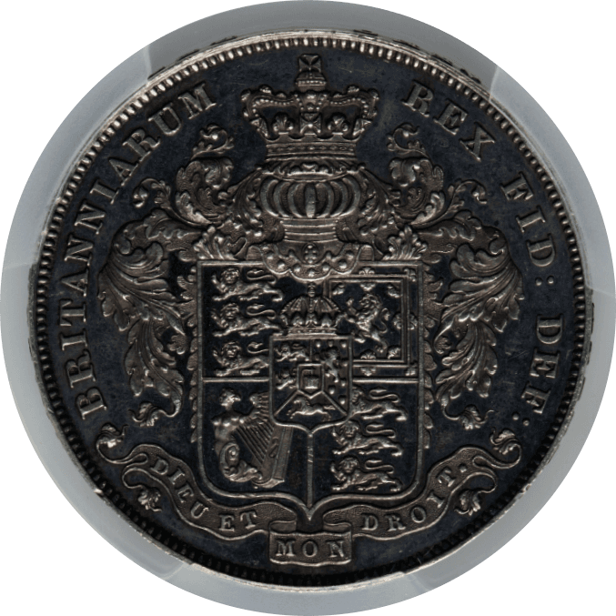 【PR58】1826年 イギリス ジョージ4世 クラウン 銀貨(裏)
