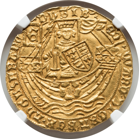 【MS62】1469年?1470年 イギリス エドワード4世 ロイヤル（ローズ・ノーブル）金貨(表)