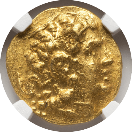 【Ch AU 4/5 4/5】紀元前120年〜63年 古代ギリシア ポントス王国 ミトリダテス6世 スターテル金貨(表)