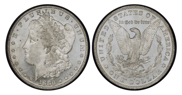【MS65】1880年S アメリカ モルガンダラー 1ドル銀貨