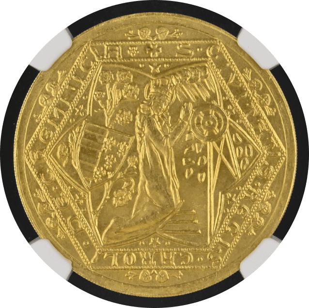 【MS67】1934年  チェコスロバキア クレムニツァ鉱山再開記念 リストライク 5ダカット金貨(表)