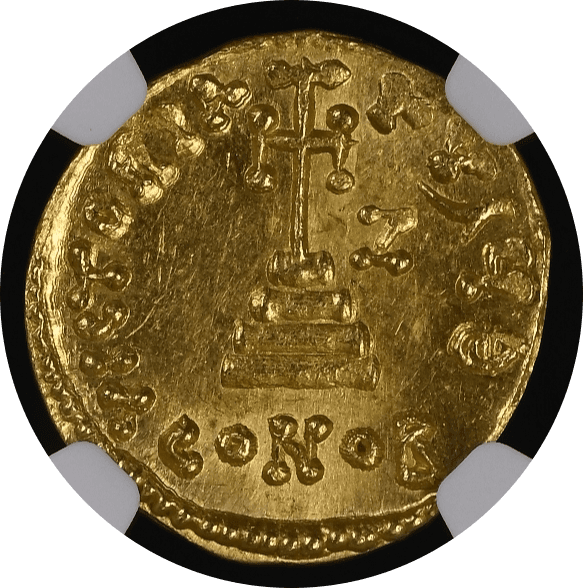 【MS 5/5 4/5】641年?668年 ビザンツ帝国 コンスタンス2世 ソリダス金貨(裏)