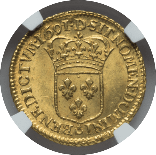 【MS65】1691年 フランス ルイ14世 ルイドール 金貨(裏)