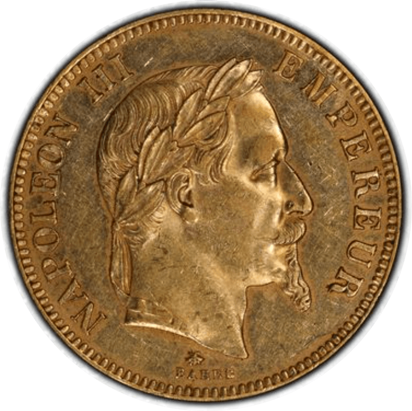 【AU Details】1862年 フランス第2帝政 ナポレオン3世 有冠 100フラン金貨(表)