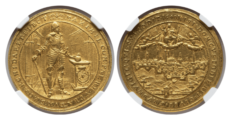 【AU53】1640年  神聖ローマ帝国 ドイツ バイエルン マクシミリアン1世  都市景観 5ダカット金貨