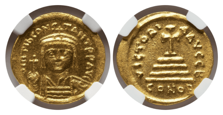 【MS 5/5 4/5】578年〜582年 ビザンツ帝国（東ローマ帝国）ティベリウス2世  ソリダス金貨