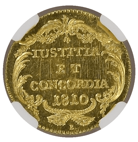 【MS67 PL】1810年 スイス チューリッヒ ダカット金貨(裏)