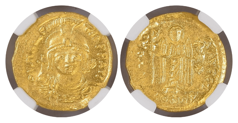 【MS 4/5 3/5】582年〜602年 ビザンツ帝国  マウリキウス・ティベリウス ソリダス金貨
