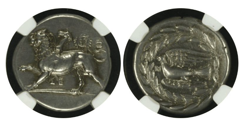 【AU★ 5/5 4/5 FineStyle】紀元前400年〜323年 古代ギリシア シキオン スターテル銀貨