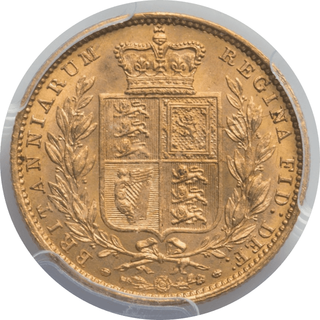 【MS65】1853年 イギリス ヴィクトリア女王 ヤングヘッド 1ソブリン金貨(裏)