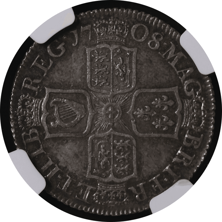【MS63】1708年 イギリス  アン女王 1シリング銀貨(裏)
