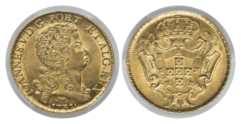 【MS63】1731年 ポルトガル領ブラジル ジョアン5世 12800レイス 金貨