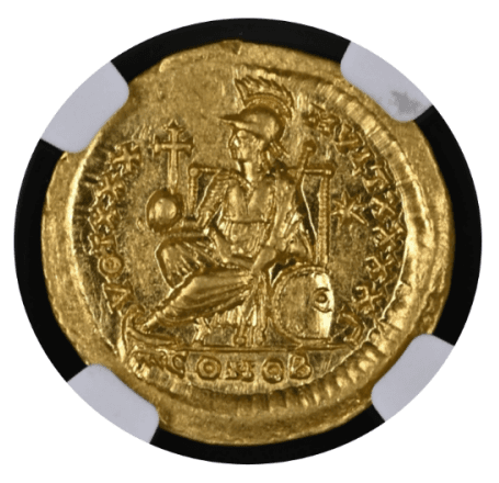 【Ch AU ★5/5 5/5】402年?450年 東ローマ帝国 テオドシウス2世 ソリダス金貨(裏)