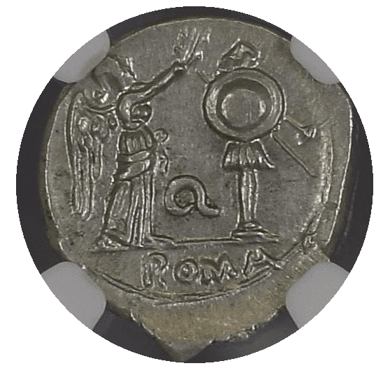 【Ch MS 5/5 5/5 Fine Style】紀元前211年?208年 共和制ローマ ヴィクトリアトゥス銀貨(裏)