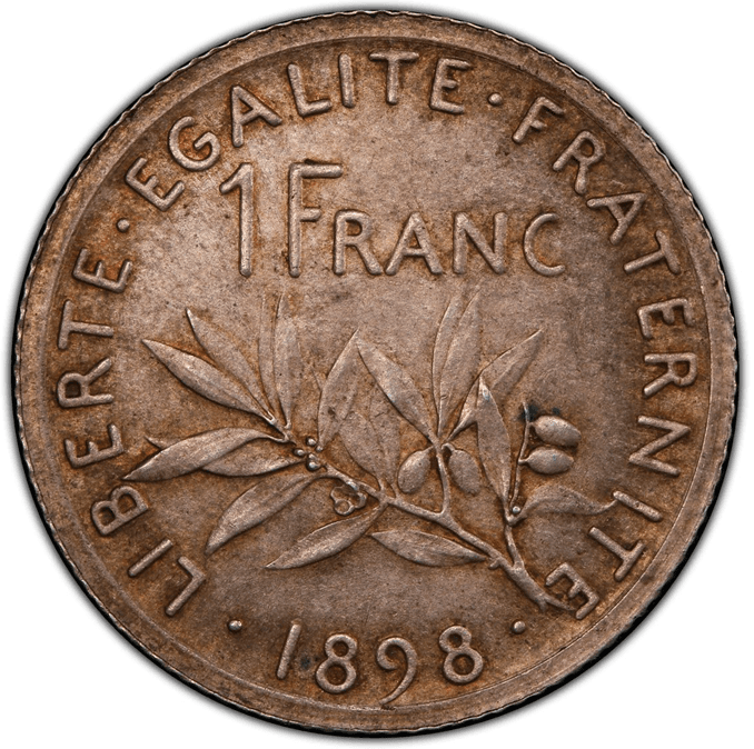 【SP65】1898年 フランス 試作1フラン銀貨(裏)
