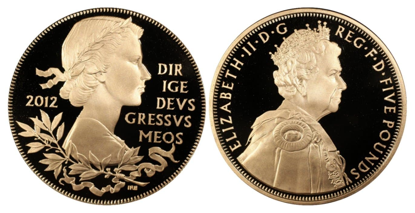 【PR69 DEEP CAMEO】2012年 イギリス エリザベス2世 即位60周年記念 5ポンド金貨