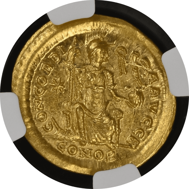 【MS 5/5 4/5】393年〜423年 西ローマ帝国 ホノリウス帝 ソリダス金貨(裏)