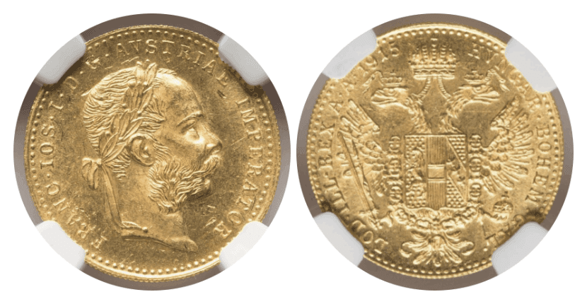 【MS63】1915年 オーストリア フランツ・ヨーゼフ1世 リストライク 1ダカット金貨
