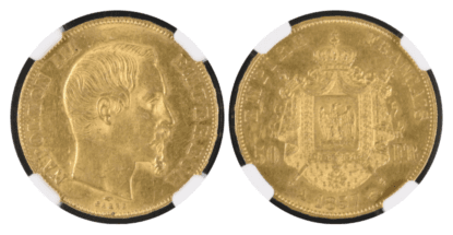 【MS62】1857年A フランス 第二帝政 ナポレオン3世 無冠 50フラン金貨