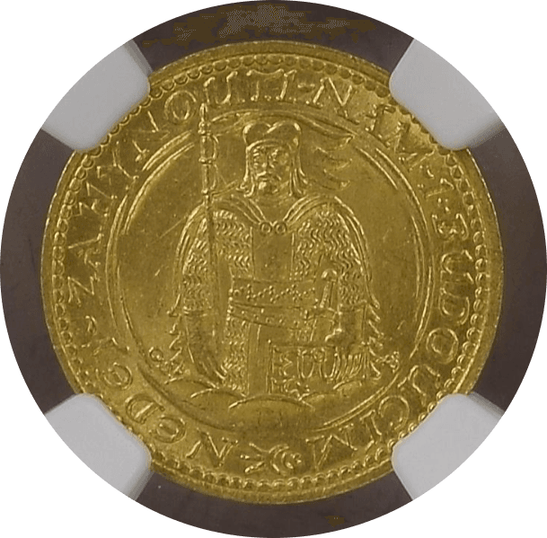【N00569】1926年 チェコスロバキア 1ダカット金貨(表)