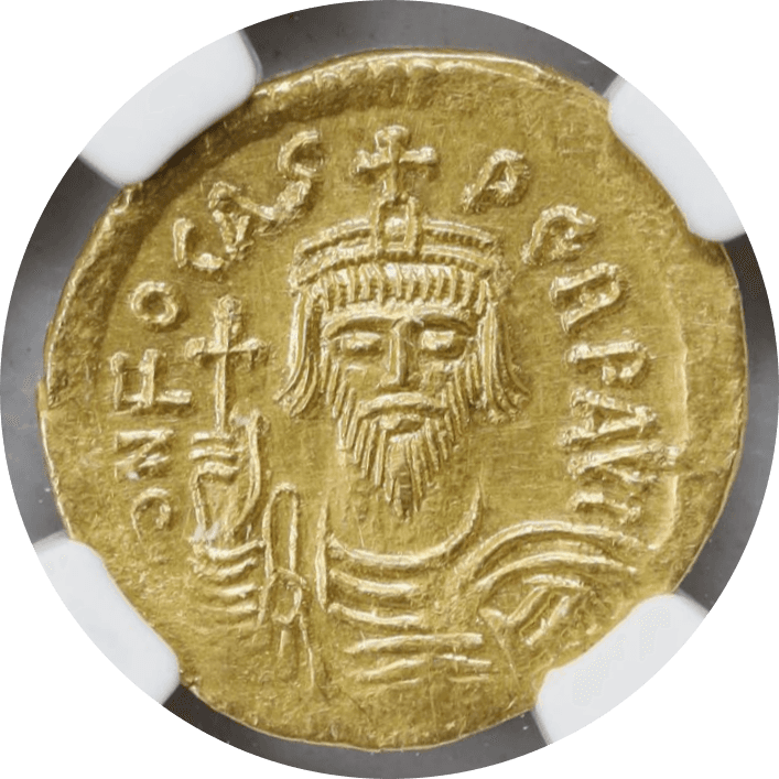【MS 4/5 2/5】602年〜610年 ビザンツ帝国(東ローマ帝国)フォカス皇帝 ソリダス金貨(表)
