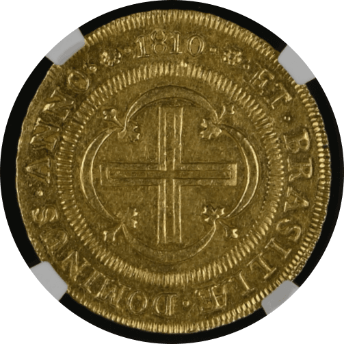 【MS61】1810年 ポルトガル領ブラジル マリア1世 4000レイス 金貨(裏)