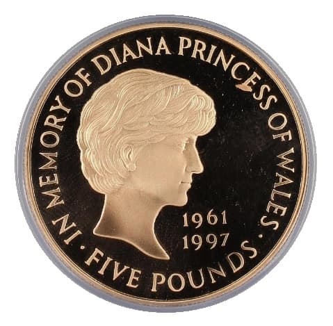【PR69 DEEP CAMEO】1999年 イギリス ダイアナ追悼 5ポンド金貨(表)