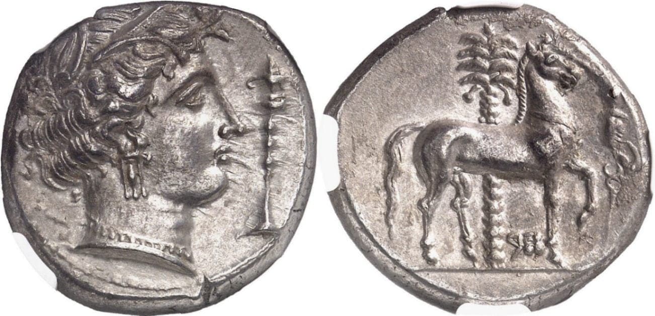 【Ch AU 4/5 4/5】紀元前350年〜315年 古代シチリア Siculo-Punic テトラドラクマ銀貨