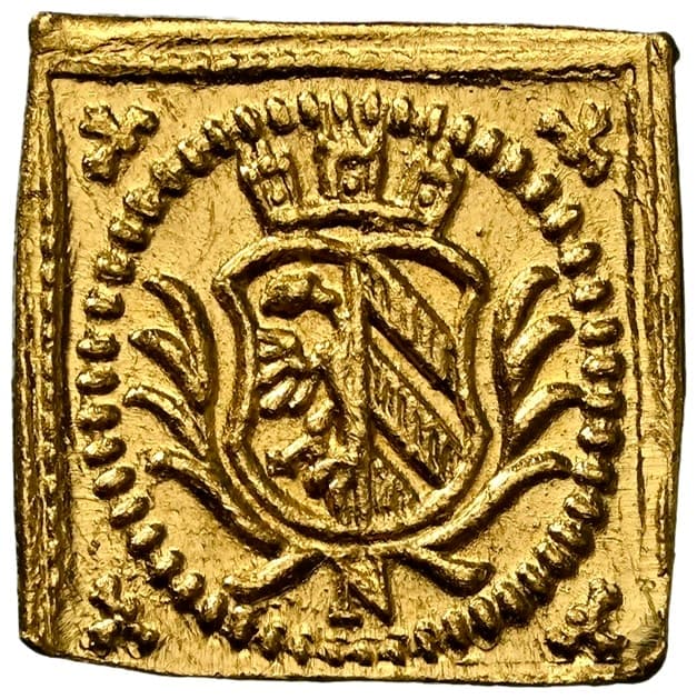 【MS67】1700年 神聖ローマ帝国 ドイツ ニュルンベルク 角ラムダカット 1/8ダカット金貨(裏)