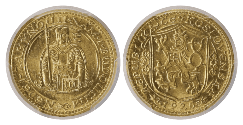 【MS65】1926年 チェコスロバキア 1ダカット金貨 MS65