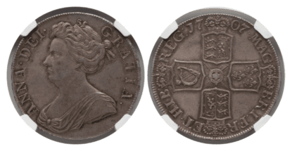 【AU55】1707年 イギリス アン女王 1クラウン銀貨