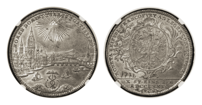 【MS63+】1772年 神聖ローマ帝国 ドイツ フランクフルト 都市景観 ターラー銀貨