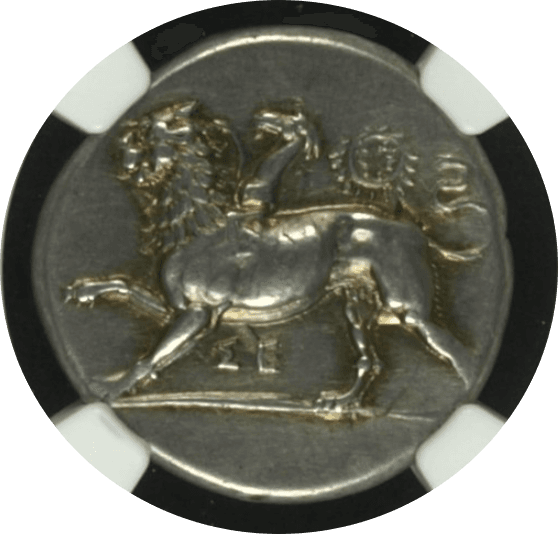 【AU★ 5/5 4/5 FineStyle】紀元前400年〜323年 古代ギリシア シキオン スターテル銀貨(表)