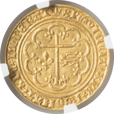 【AU53】1422年?1453年 フランス ヘンリー6世 サリュードール金貨(裏)
