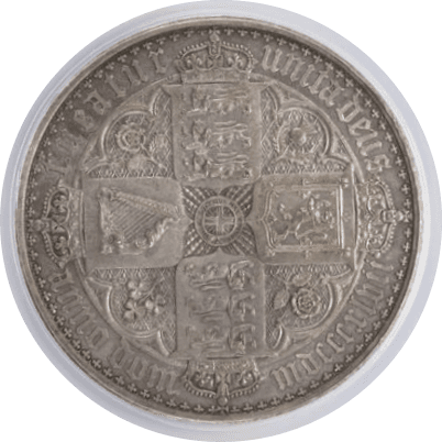 【PR62】1847年 イギリス ヴィクトリア女王 ゴシッククラウン銀貨 アンデシモエッジ(裏)
