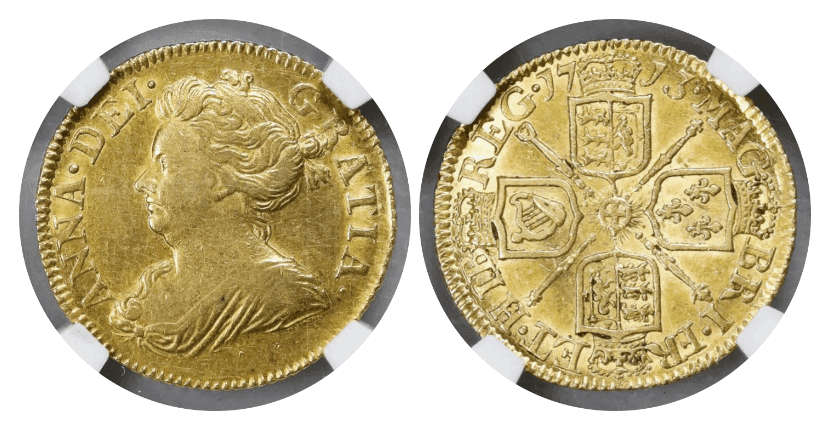 【AU58】1713年 イギリス アン女王 1/2ギニー金貨