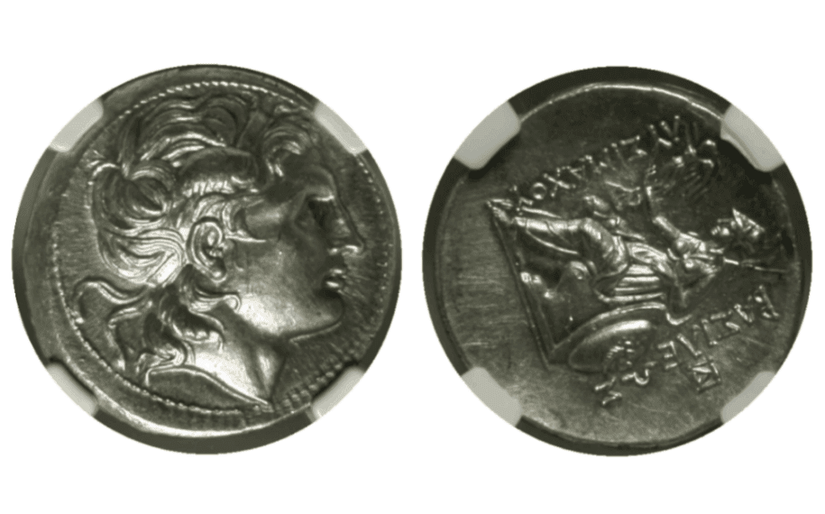 【MS 5/5 4/5 Fine Style】紀元前305年?281年 古代トラキア王国 リュシマコス テトラドラクマ銀貨
