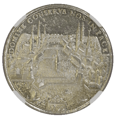 【MS64 PL】1790年 スイス チューリッヒ都市景観 ターラー銀貨(裏)