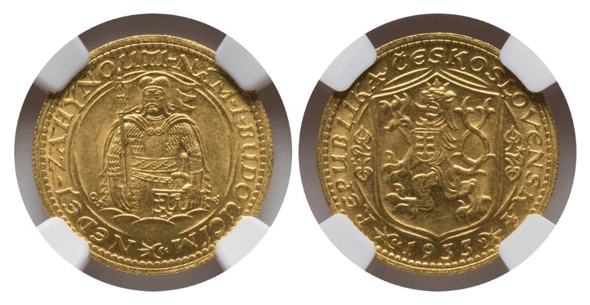 【MS65】1933年 チェコスロバキア 1ダカット金貨