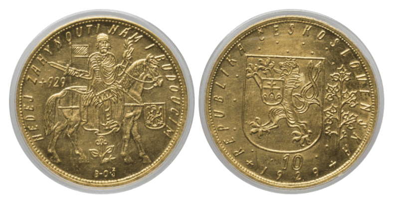 【MS63】1929年 チェコスロバキア 10ダカット金貨