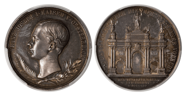 【SP63】1852年 オーストリア フランツ・ヨーゼフ1世 ウィーン帰還記念 銀メダル