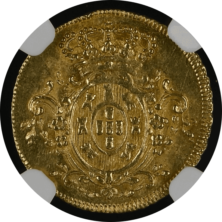 【MS63】1805年 ポルトガル ジョアン6世 1/2エスクード 金貨(裏)