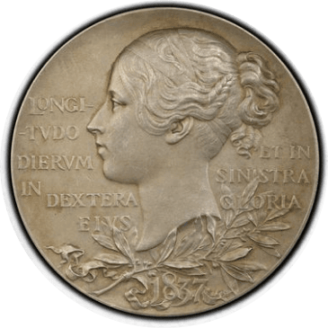 【SP62】1897年 ヴィクトリア女王 即位60周年記念 マット 大型銀メダル(裏)